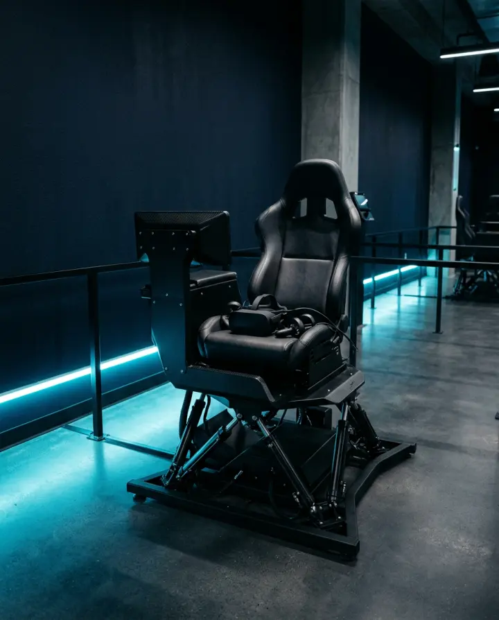 VR headset station at an entertainment venue